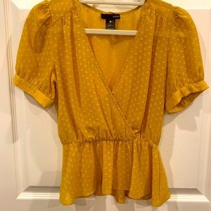 Mustard cross front blouse